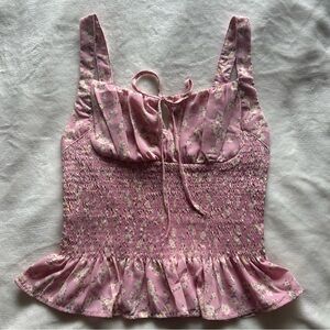 Floral Pink Smocked Top